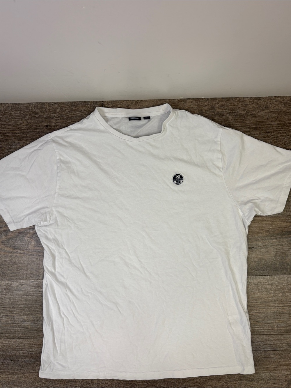 North Sails Logo White Cotton T-Shirt Men’s Large Nautical Sailing Tee